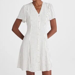 MADEWELL Button-Front Mini Dress in Polka Dot Black & White Sz. 8 $138 NEW